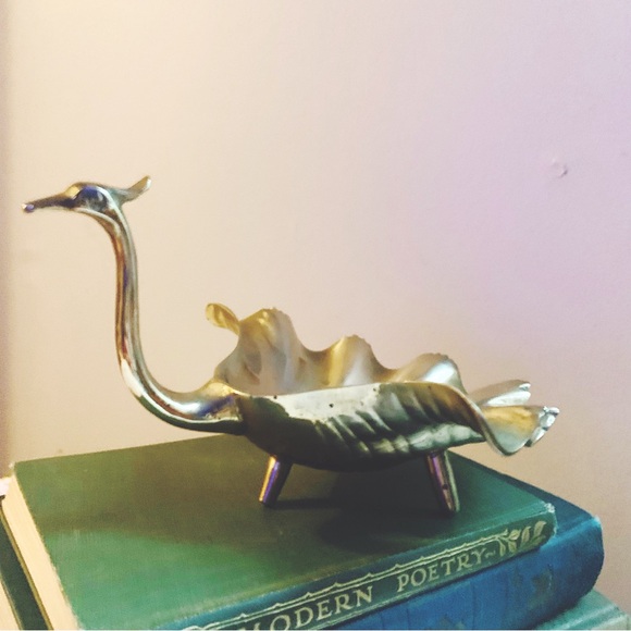 Vintage solid brass peacock/swan shaped trinket dish - Picture 1 of 9